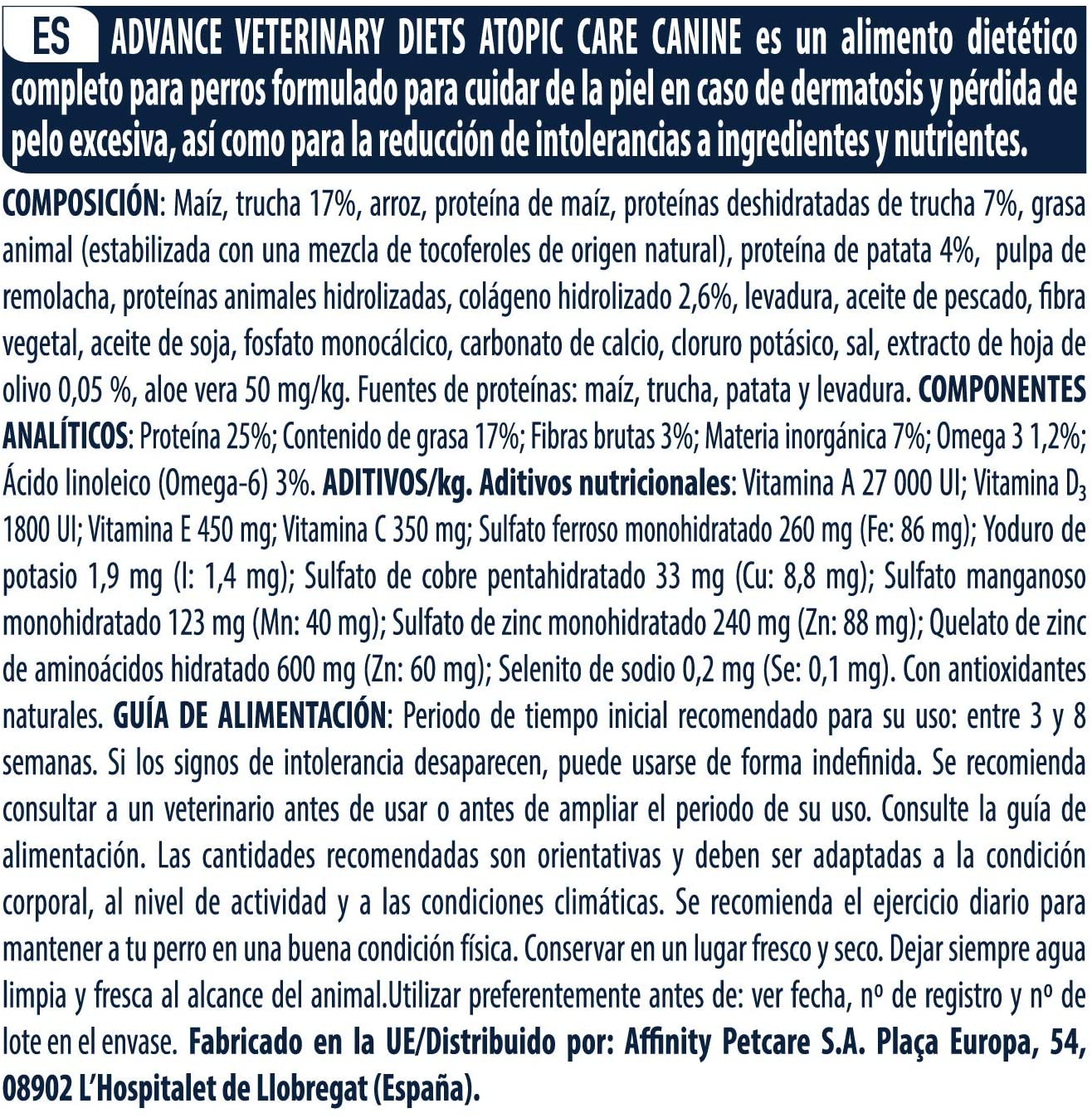  Advance Advance Diets Atopic Care Pienso para Perro con Trucha - 12000 gr 