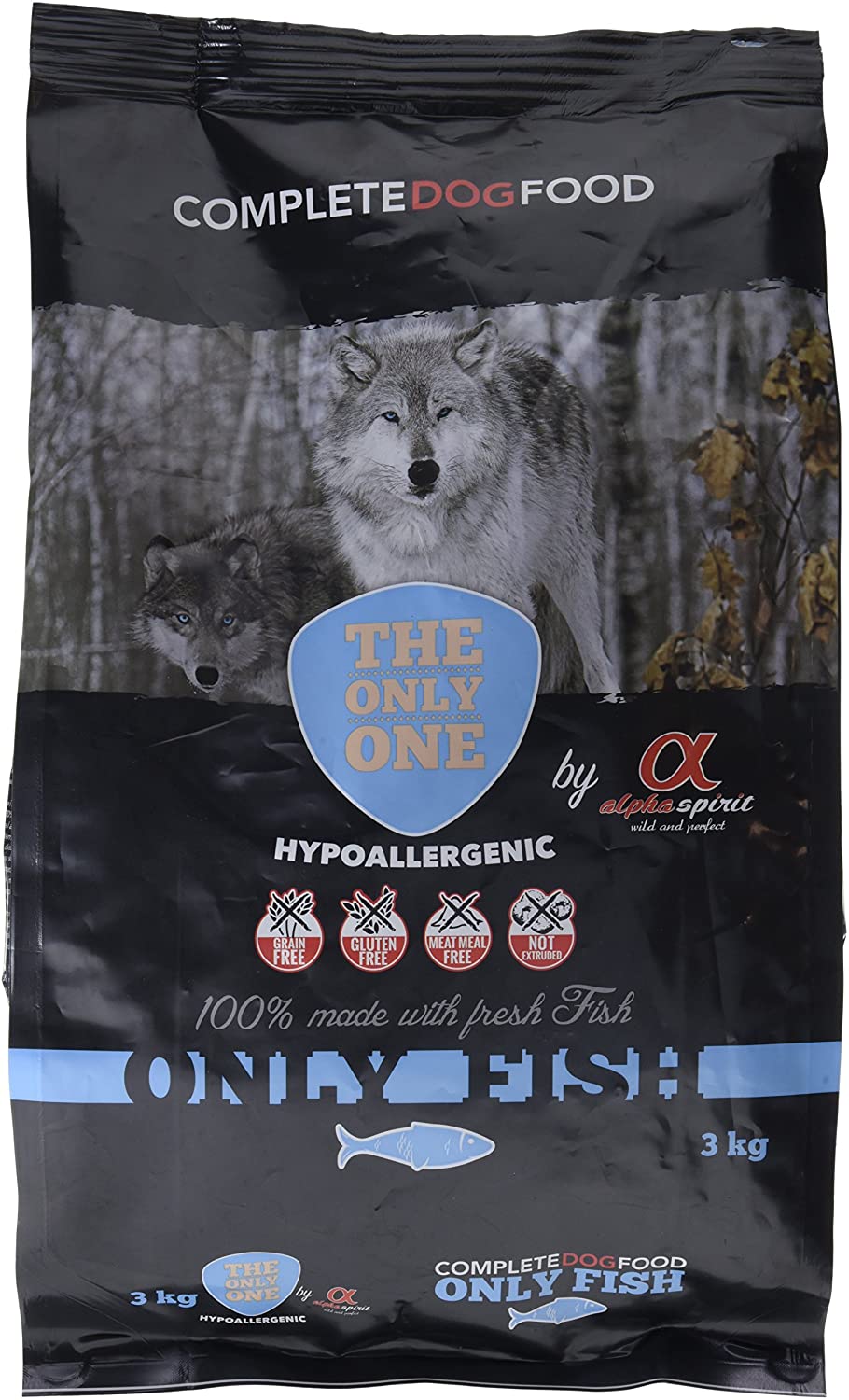  Alpha Spirit 42025 Only Fish - Alimento completo seco hipoalergénico para perros adultos, 3000 gr 