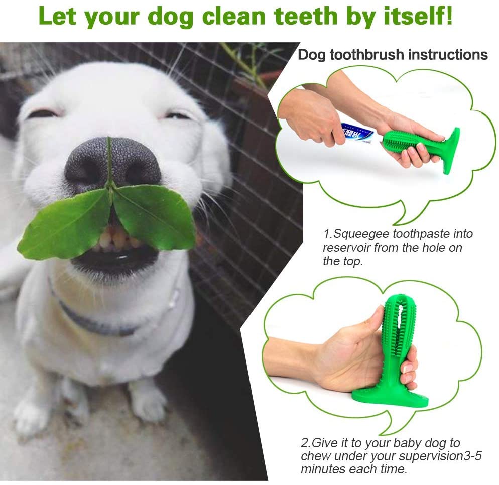  Bogeer Cepillo de Dientes para Perros Dog Brushing Stick Limpieza de higiene Dental Cuidado Oral para Mascotas Juguete para Masticar Regalo de Amante de los Animales no tóxica verde 