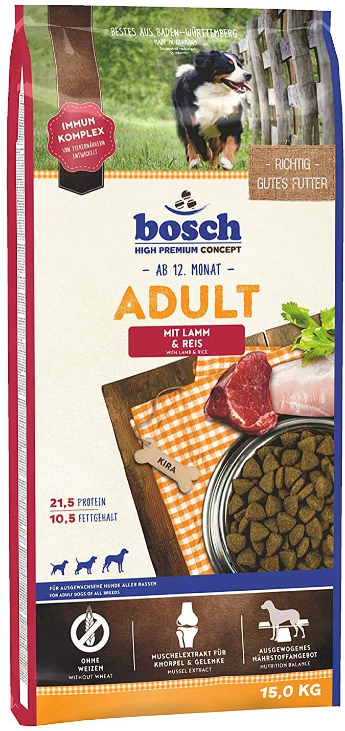  bosch HPC Adult | con Cordero y Arroz | Comida seca para perros adultos de todas las razas | 15 kg 
