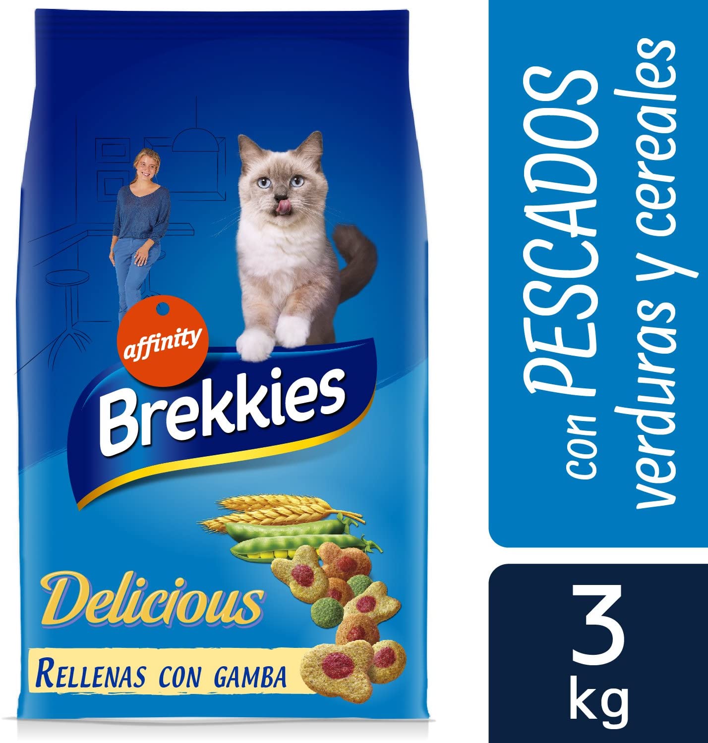  Brekkies Pienso para Gatos Delicious con una Selección de Pescado - 3000 gr 
