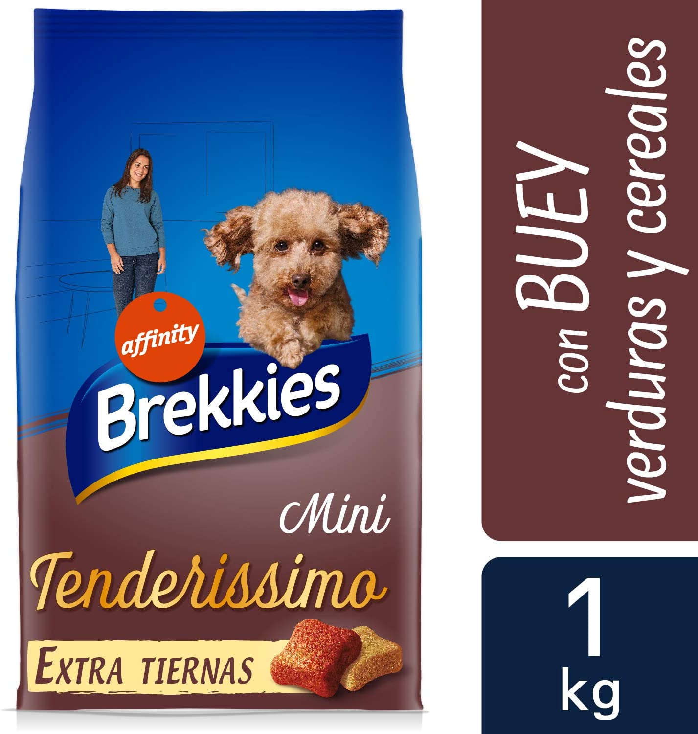  Brekkies Pienso Tenderissimo para Perros Mini con Buey, Verduras y Cereales - 1 kg 