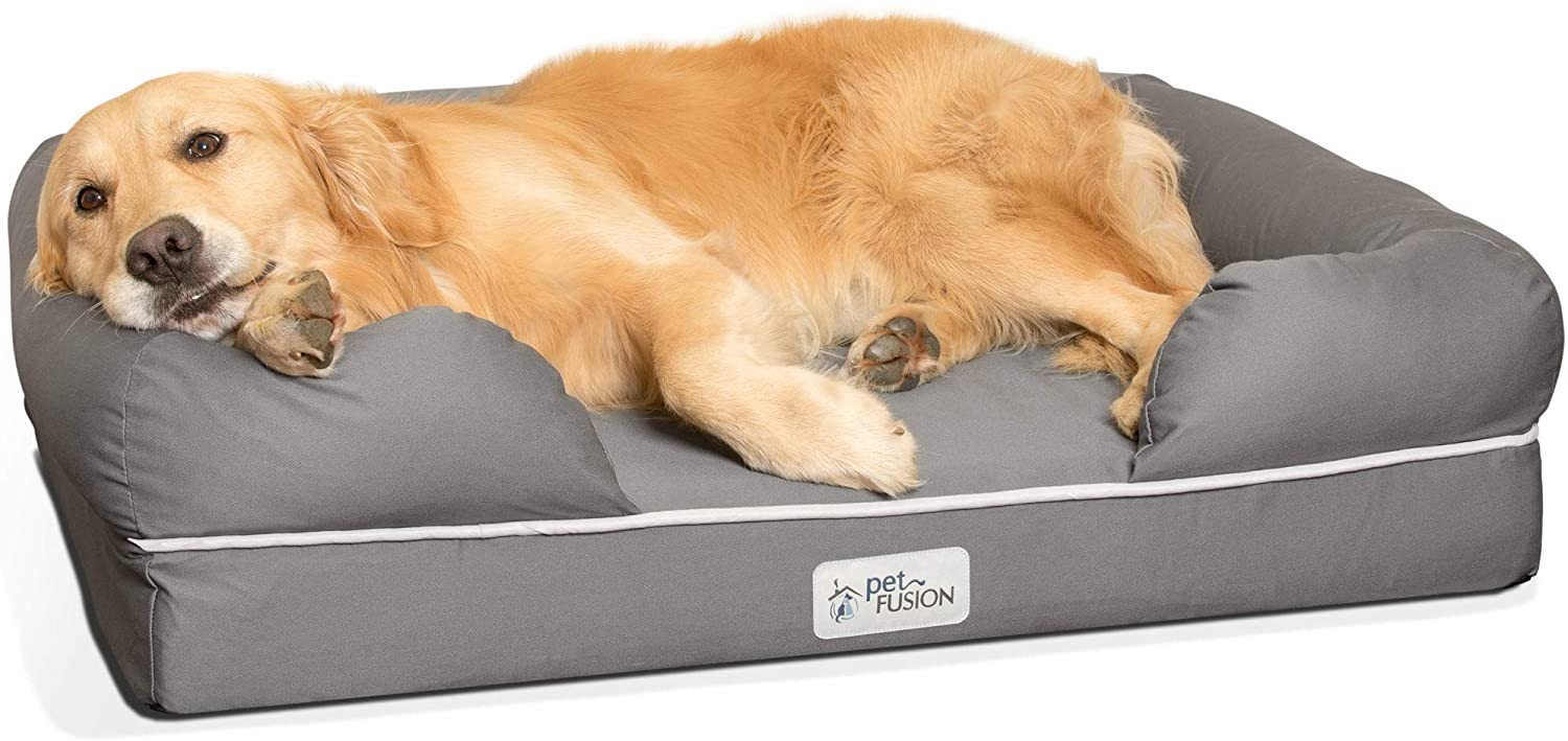  Cama de espuma viscoelástica para perros medianos y grandes, Gris (Large Bed), 91 x 71 x 22 cm 