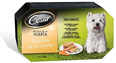  Cesar Tarrinas para Perros Selección de La Huerta - Paquete de 4 x 150 gr - Total: 600 gr 