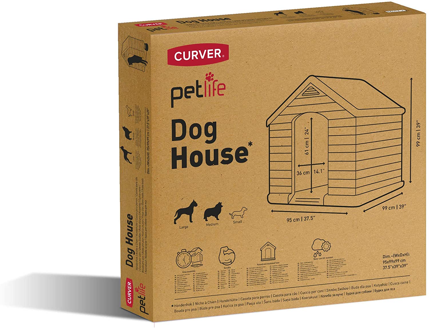  Curver - Caseta de perro para jardín, Color topo/beige, 95x99x99 cm 