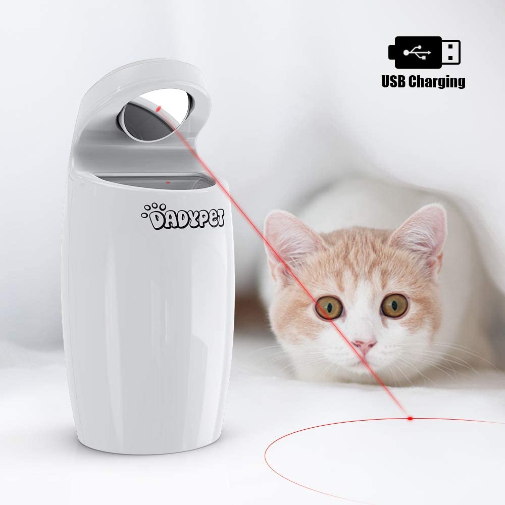  DADYPET Juguetes para Gatos Juguetes interactivos para Gatos y Perros rotación automática Irregular de Puntos Rojos, USB Recargable (Incluye Cable) 