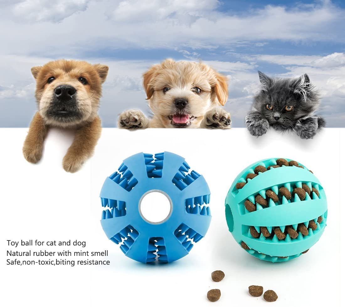  Dewel 2pcs Pelota Perros Maticar Mascotas Pet Ball Juguetes para Mascotas Elasticidad Diente Bola de Limpieza 