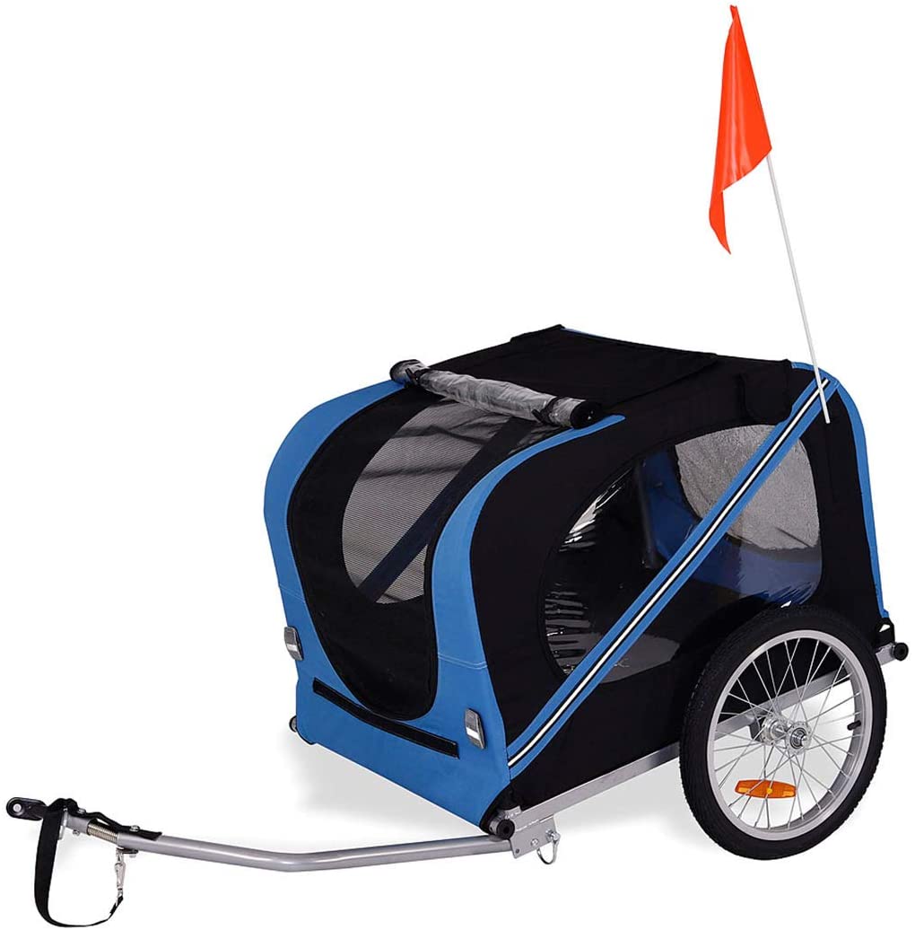  Dibea pt10756 Perros – Remolque para Bicicleta con Acoplamiento y Seguridad Correas, 2 Colores, Azul/Negro 