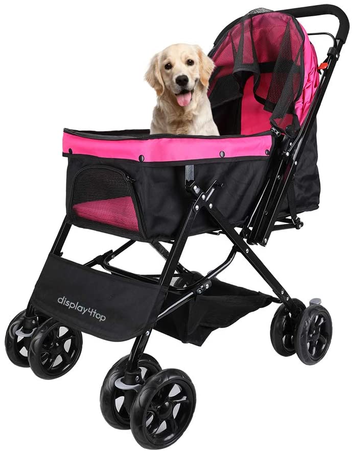  Display4top Pink Pet Travel Stroller, Carro de Cuatro Ruedas Plegable, suspensión, conmutación, Carrito para Perros y Gatos, artículos de Viaje Grandes, artículos de Viaje, artículos de Viaje 
