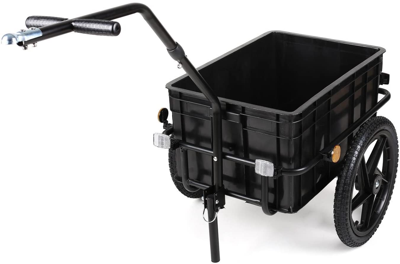  Duramaxx Big Mike - Remolque para bicicletas 70 L (cesta extraible, estructura metalica, 40kg max., lona impermeable, apto uso como carrito, neumaticos con valvula) 