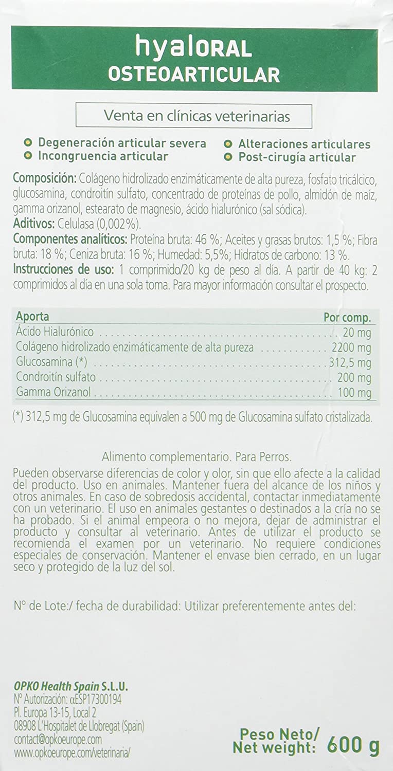  Farmadiet Hyaloral Razas Grandes y Gigantes 10 Blísters con 12 Comprimidos - Total: 120 Comprimidos 