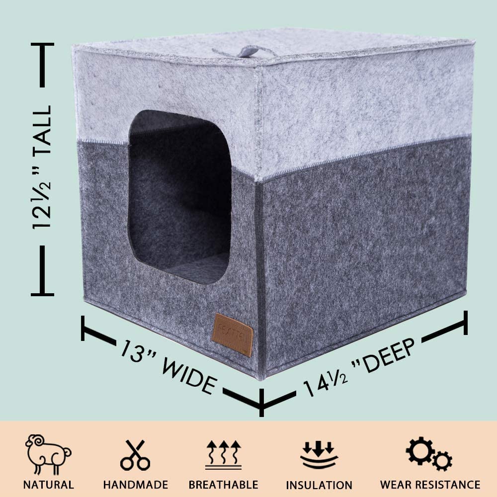  FEXTTEN Cueva para Gatos de Fieltro Grueso para Estante IKEA – Cama Cubo de Gato fácil de Viaje Lavable a máquina – Casas Plegables para Gatos de Interior 