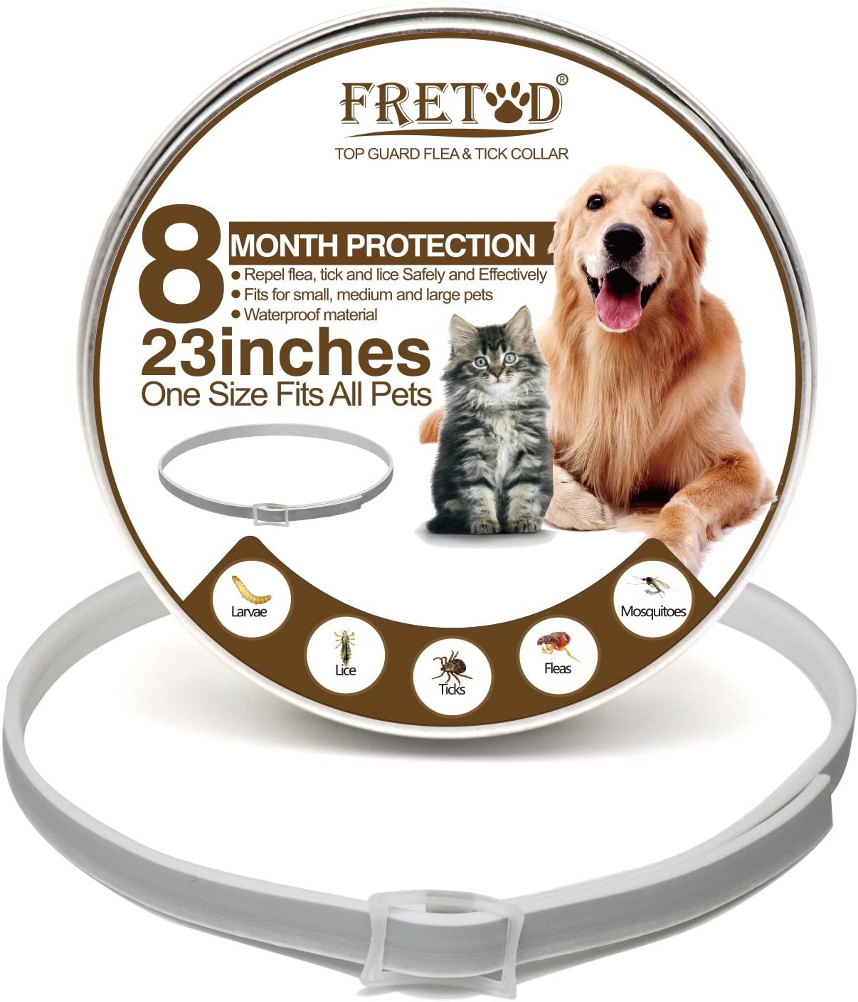  FRETOD Collares Antiparasitario para Perros y Gatos – 65cm Collares Antipulgas y Garrapatas para Perros Pequeño Mediano Grandes 