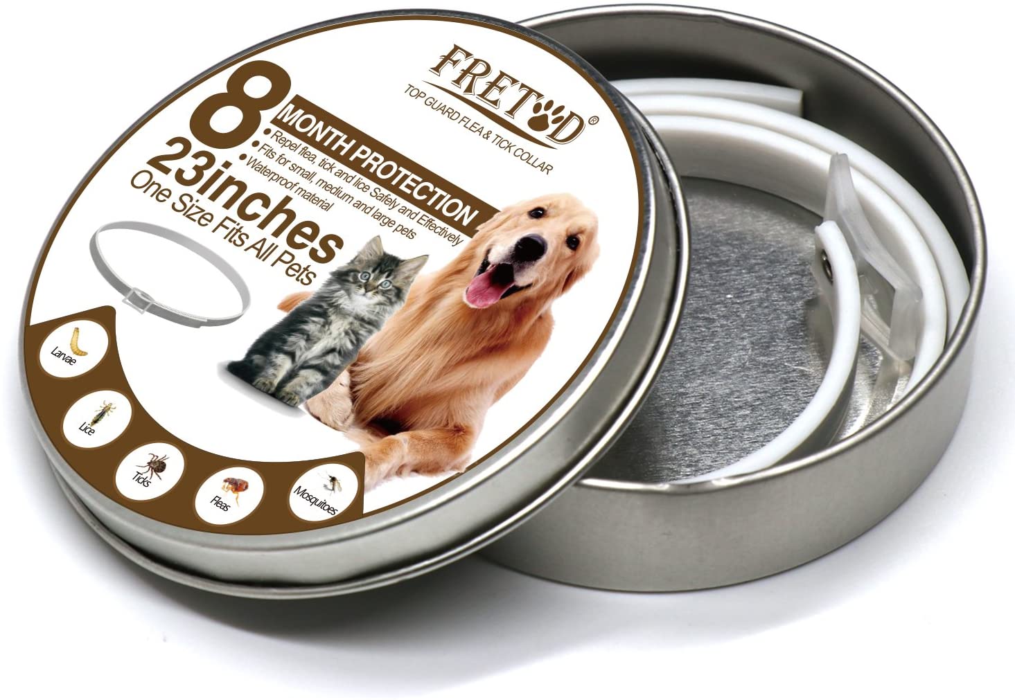  FRETOD Collares Antiparasitario para Perros y Gatos – 65cm Collares Antipulgas y Garrapatas para Perros Pequeño Mediano Grandes 