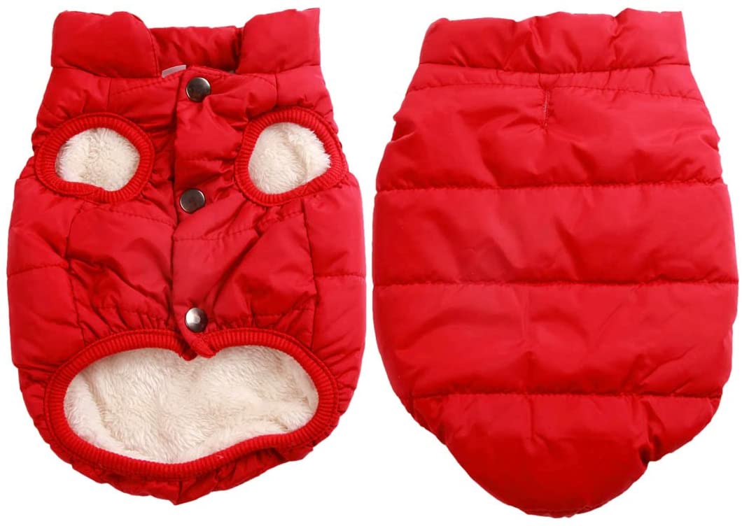  Joydaog - Chaleco abrigo para perro (2 capas, con forro polar), color rojo 