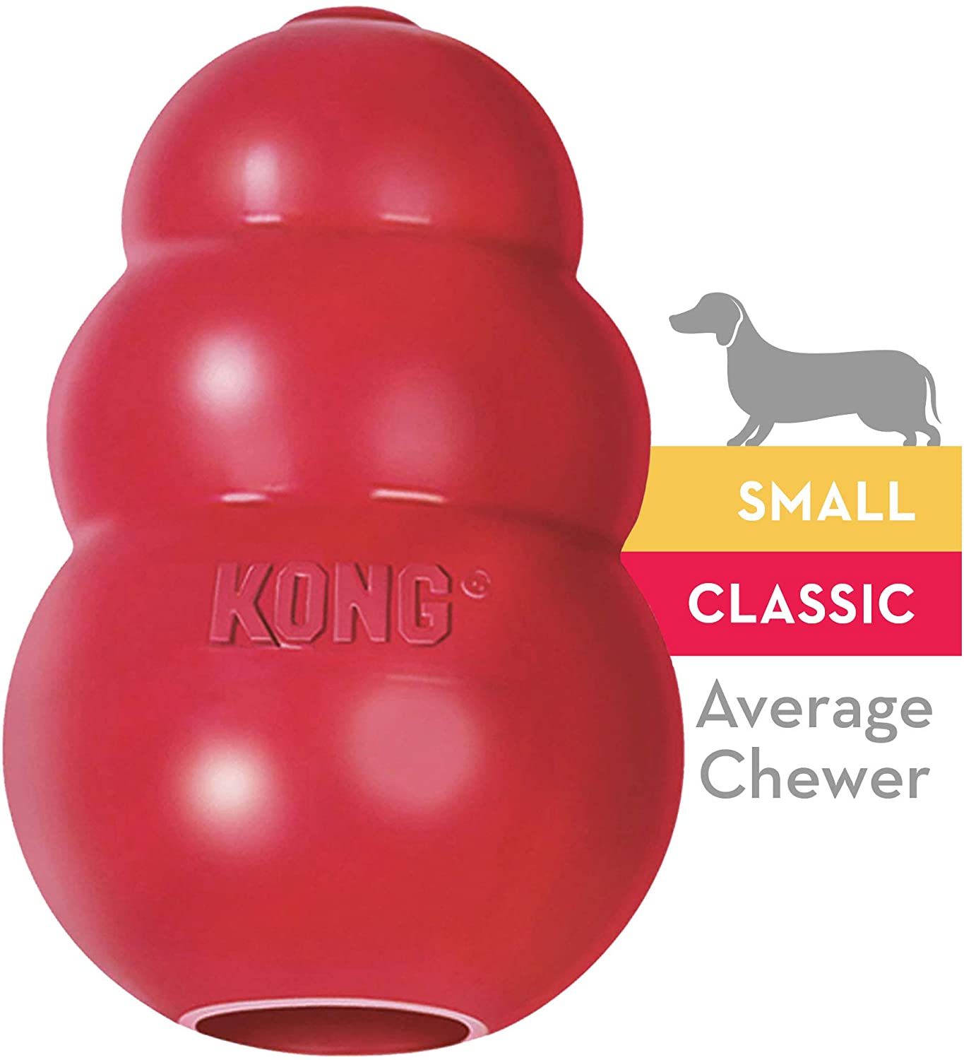  KONG - Classic - Juguete de resistente caucho natural - Para morder, perseguir o buscar - Raza S 
