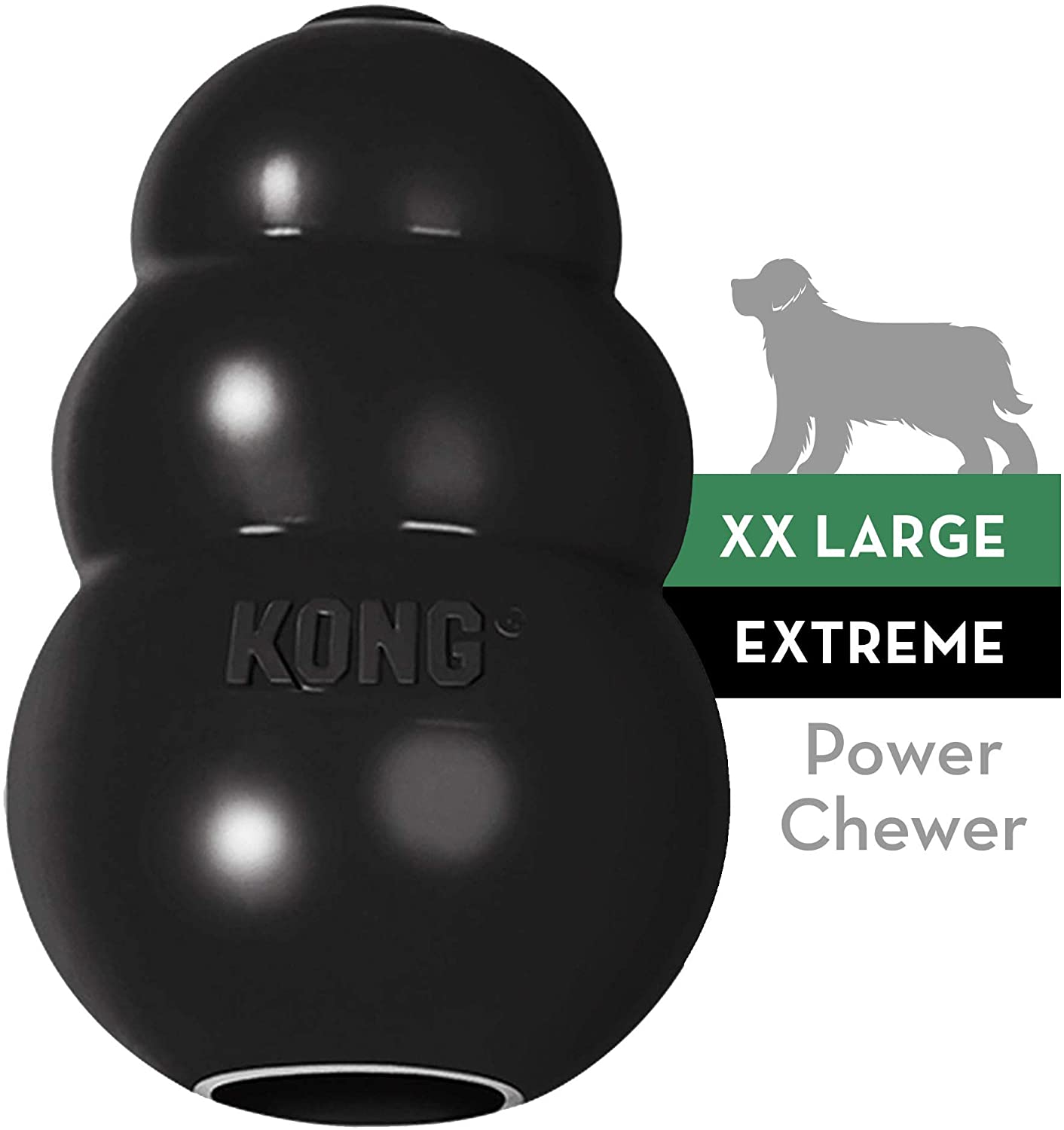  KONG - Extreme - Juguete de robusto caucho natural negro - Para morder, perseguir o buscar - Raza XXL 