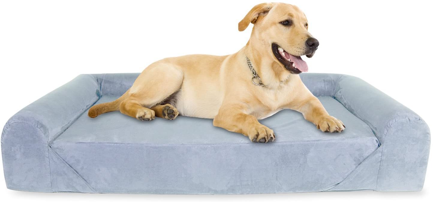  KOPEKS Sofa Cama para Perro Extra Grande Estilo Lounge Perros Mascotas X Grandes Gigantes con Memoria Viscoelástica Ortopédica 142 x 100 x 25 cm - XL - XXL - Gris 