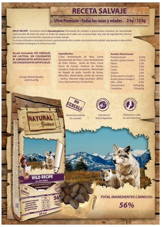  Natural Greatness Wild Recipe Alimento Seco Completo para Perros - 12000 gr 