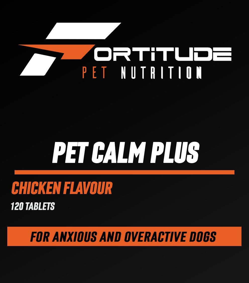  Pet Calm Plus | Pastillas para la ansiedad del Perro | Suplemento calmante para Mascotas para Perros ansiosos o nerviosos | 120 tabletas masticables con Sabor a Pollo 