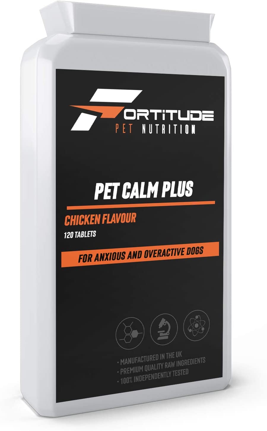  Pet Calm Plus | Pastillas para la ansiedad del Perro | Suplemento calmante para Mascotas para Perros ansiosos o nerviosos | 120 tabletas masticables con Sabor a Pollo 