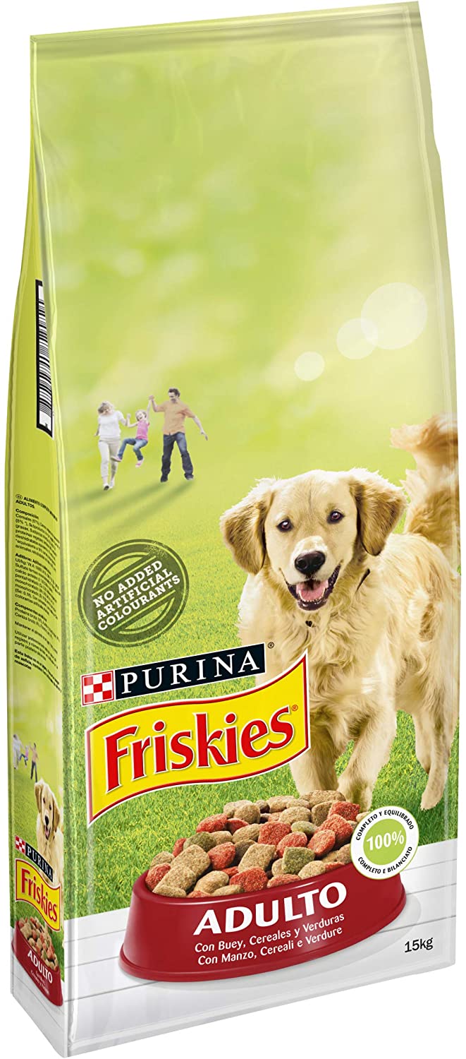  Purina Friskies Pienso para Perro Adulto Buey, Cereales y Verduras 15 Kg 