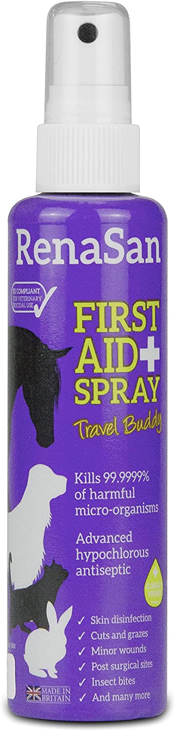  RenaSan Spray de Primeros Auxilios Travel Buddy 100ml - Para todos los animales, perros, gatos, mascotas pequeñas, caballos, reptiles, aves de corral y aves 
