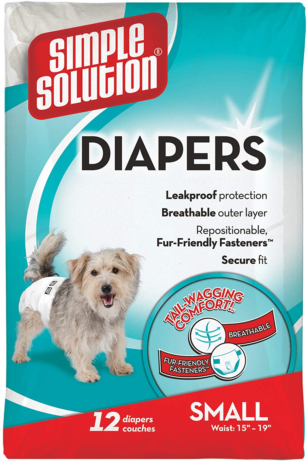  Simple Solution pañales desechables para perro hembra, mediano (Pack de 12) 