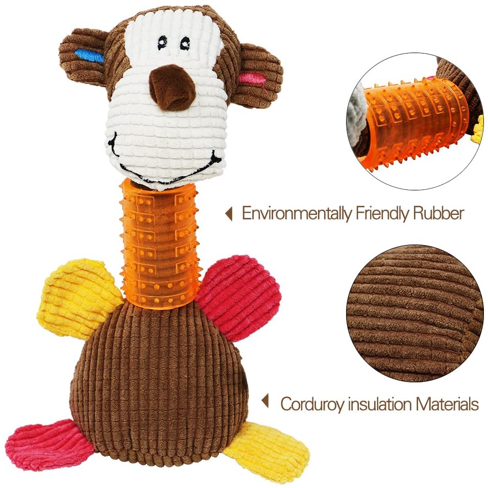  Tacobear Juguete para Perros Dientes de Limpieza de Juguete de Perro Masticar Juguete de Felpa Monkey Squeaky Toy para Grandes a pequeños Perros 