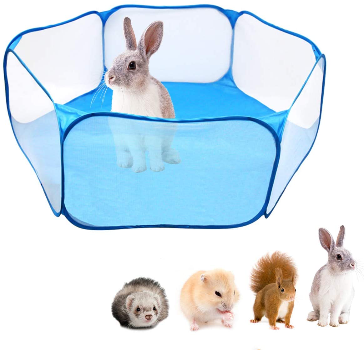  Tienda de jaula plegable para animales pequeños 47.2 ", cerca transpirable y transparente para mascotas, parque infantil Pop Open para interiores y exteriores, cerca de patio para cobayas, conejos 