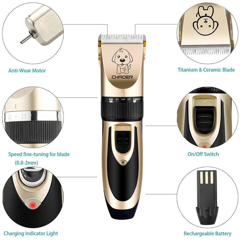  Tijeras Peluqueria Canina Clipper Hair Professional Trimmer Electrical Rechargeable Grooming Tool Low-noise Pet Haircut Shave Machine Set Cortapelos para mascotas 