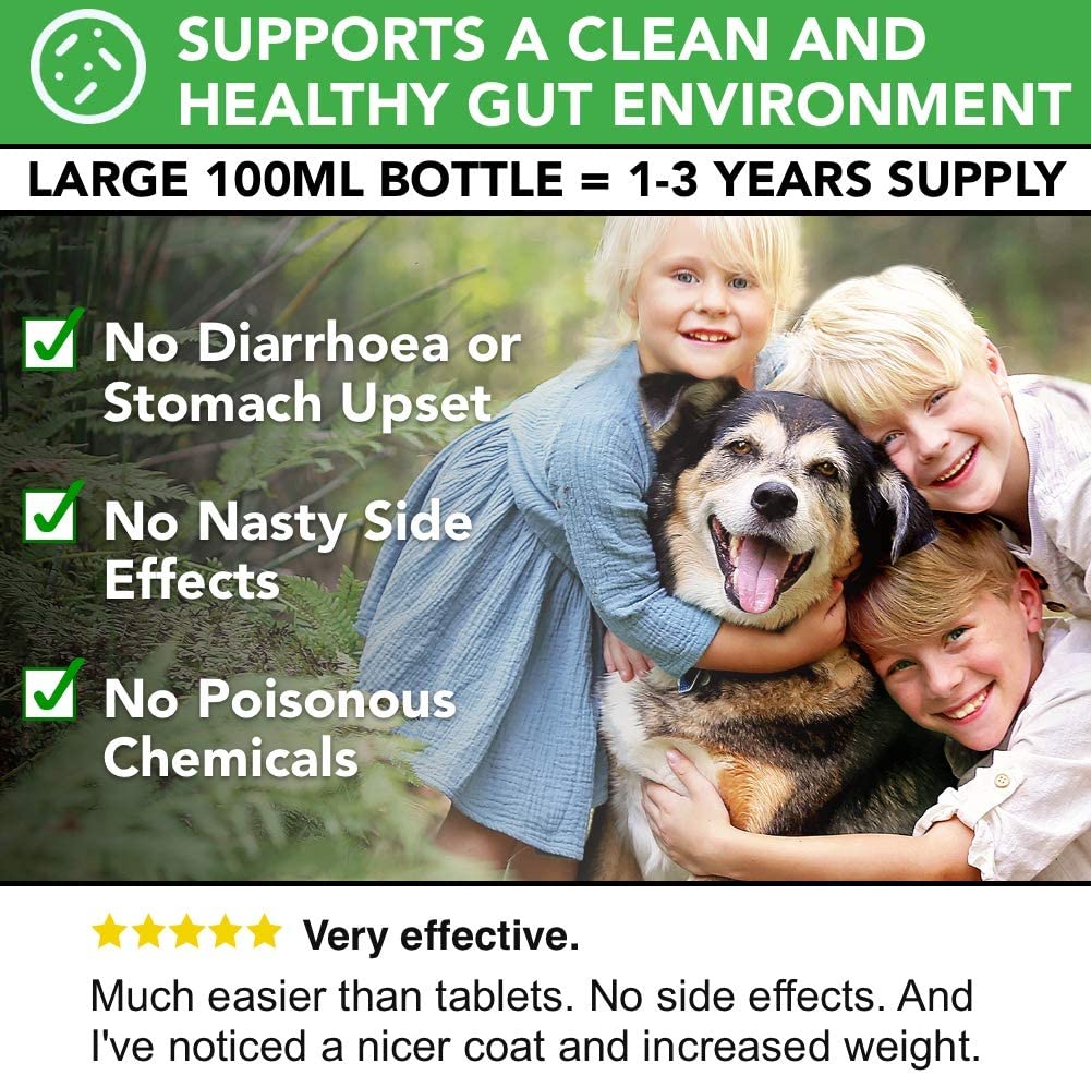  Tratamiento completamente natural para lombrices en perros y gatos | Más fácil de administrar que las pastillas | Suministro para 1-2 años | El producto más sano para eliminar las lombrices 