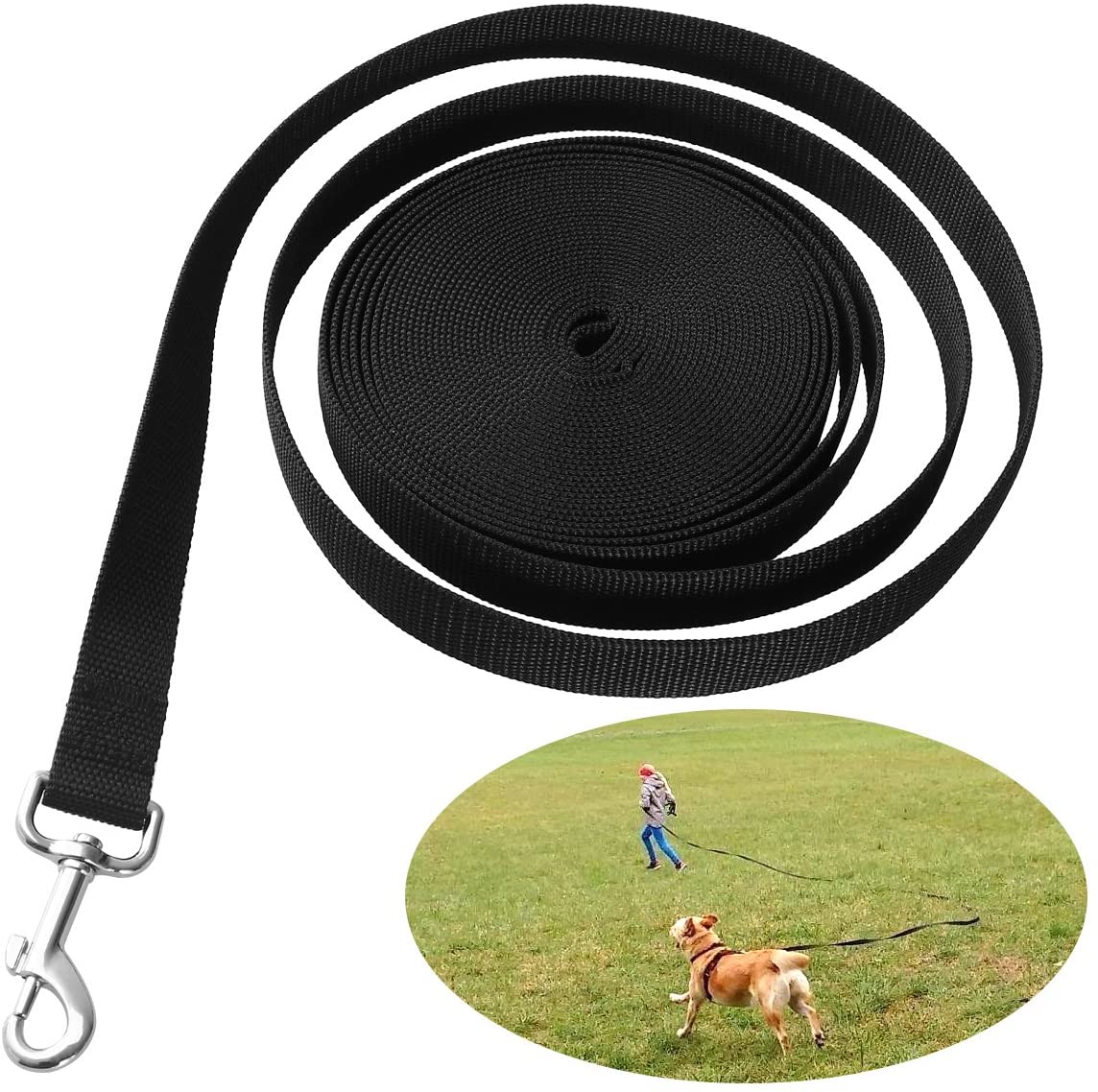  UEETEK Perro obediente cuerda Nylon largo mascota perro formación correa de entrenamiento llevar negro 10M 