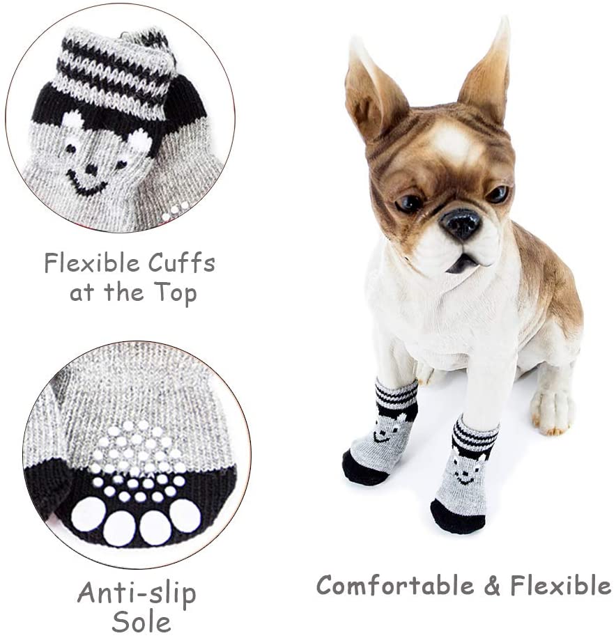 Vibury Calcetines Antideslizantes para Mascotas, Control de tracción para el Uso en Interiores, Protectores de Patas para Perros Gatos (S) 
