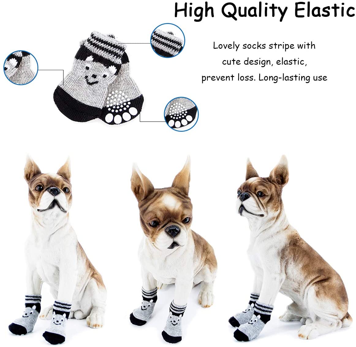  Vibury Calcetines Antideslizantes para Mascotas, Control de tracción para el Uso en Interiores, Protectores de Patas para Perros Gatos (S) 