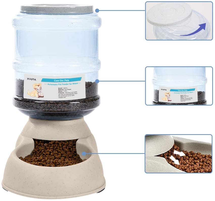  XIAPIA Dispensador de Agua Automático para Mascotas de Gatos/Perros   3.75L x 2 Piezas Preservador de Alimentos y Agua 