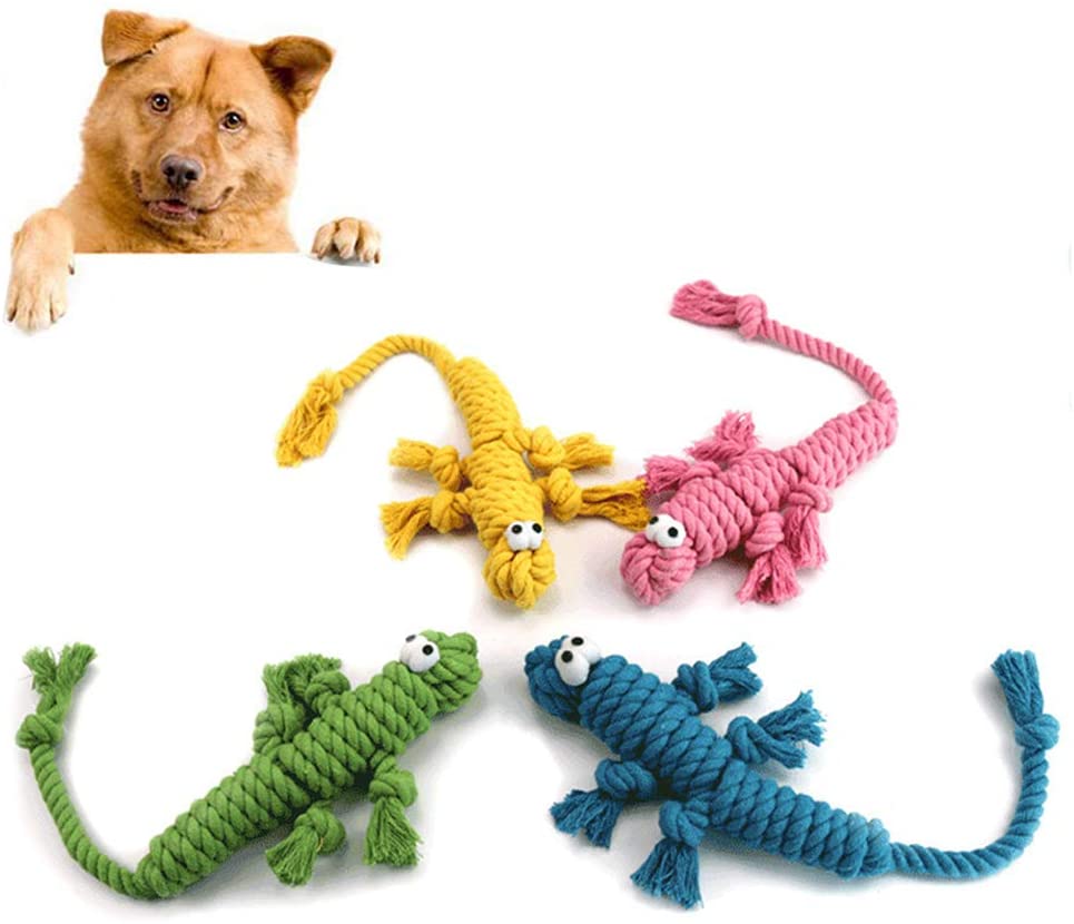  Accesorios para perro, cachorro de perro, lindo cuerda de algodón de cocodrilo molar resistente a mordiscos, juguete para masticar, color azul amarillo 