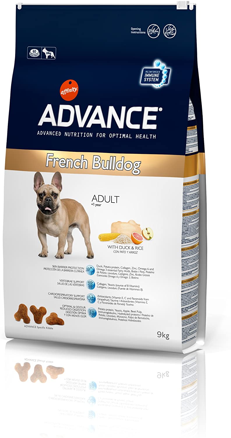  Advance French Bulldog Adult, Comida para perros, carrera de Bulldog francés adulto, 9Kg 
