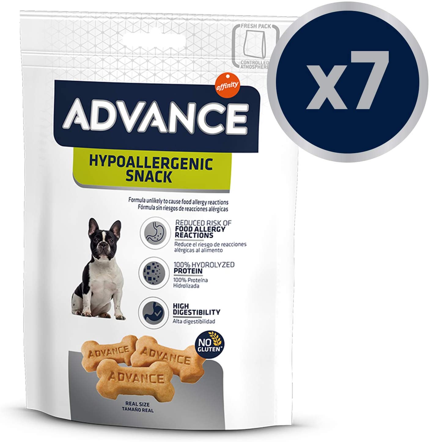  Advance Snacks Hypoallergenic Snack para Perro - Paquete de 7 x 150 gr - Total 1050 gr 