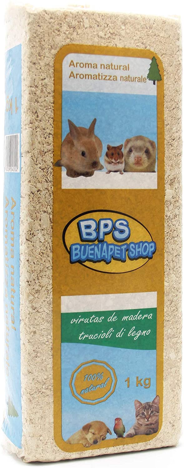  BPS Virutas de Madera Lecho Higienico para Mascotas Serrín para Gato Animales Pequeños Hámster Conejo Loro Ardilla Erizo Diferent Pack (1 Kg, Aroma Natural) BPS-4050 