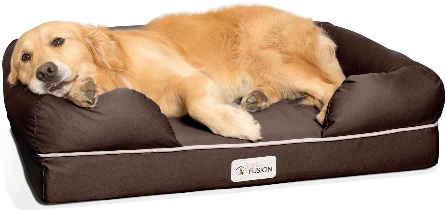  Cama de espuma viscoelástica para perros medianos y grandes, Marrón (Large Bed), 91 x 71 x 23 cm 