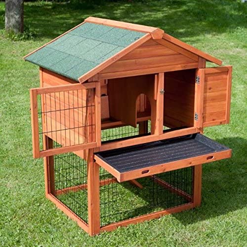  Conveniente conejera – al aire libre – fácil de montar – ideal para mascotas con integrado Run directamente debajo de la cabaña 