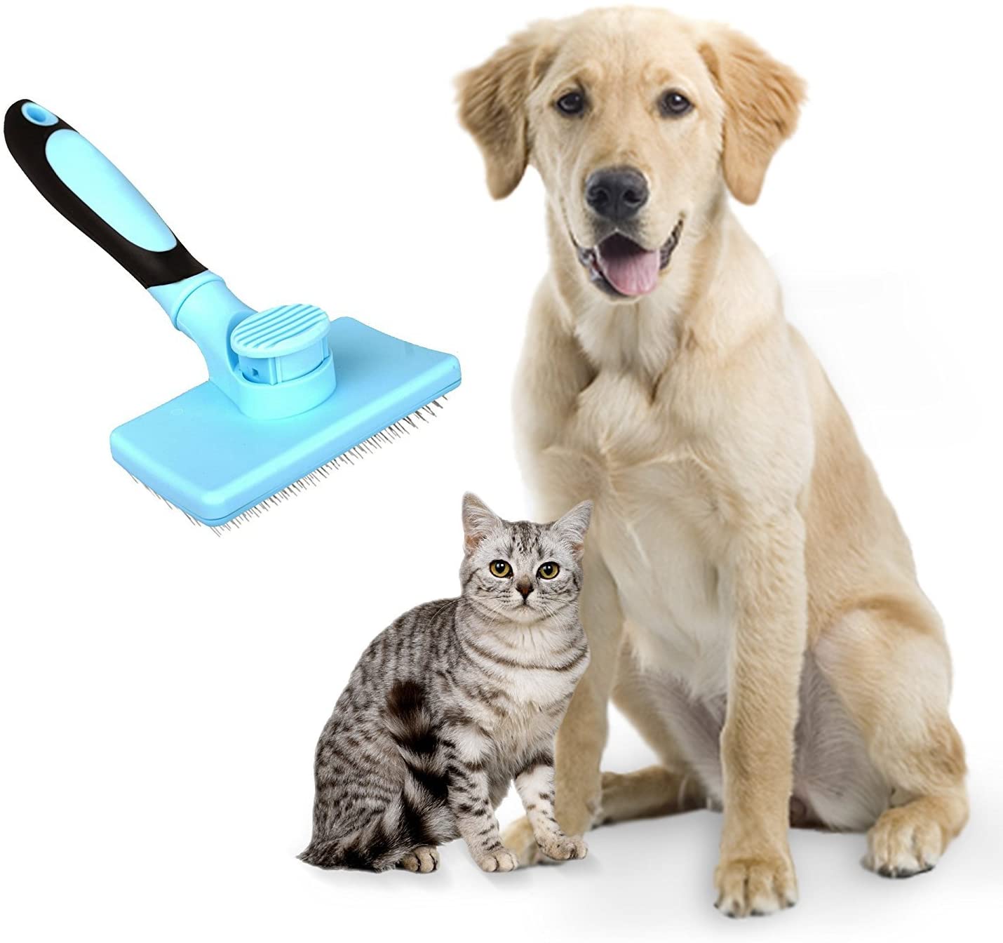  DakPets Pinceles para Perros Slicker, Cepillo de Limpieza para Mascotas – Elimina el 90% de los pelos Sueltos y Sueltos, Apto para Perros y Gatos de Pelo Mediano y Largo 