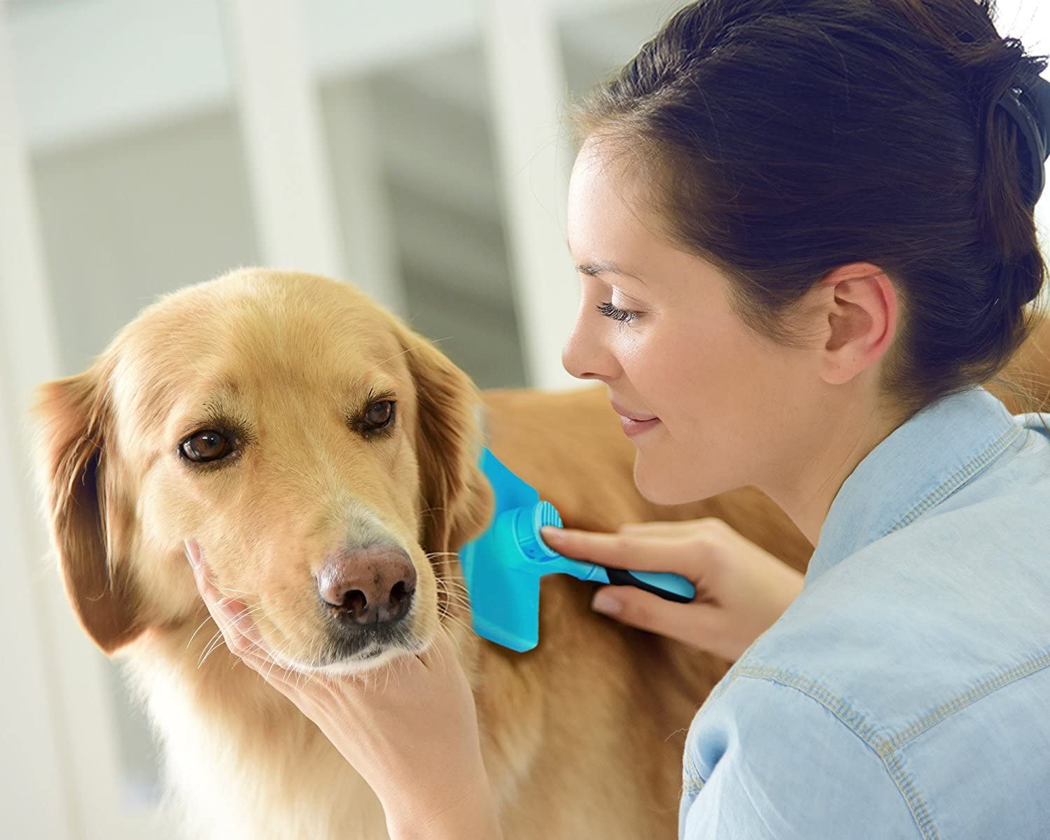  DakPets Pinceles para Perros Slicker, Cepillo de Limpieza para Mascotas – Elimina el 90% de los pelos Sueltos y Sueltos, Apto para Perros y Gatos de Pelo Mediano y Largo 