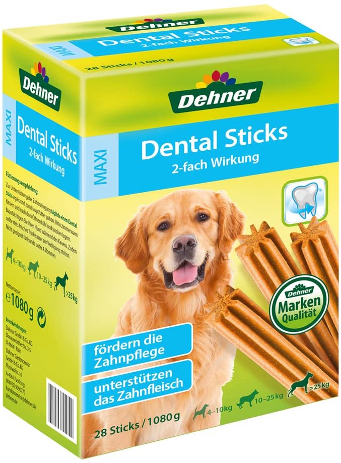  Dehner – Saco para Perros, Palos dentales Maxi, para Perros de más de 25 kg, 28 Unidades, 1080 g 