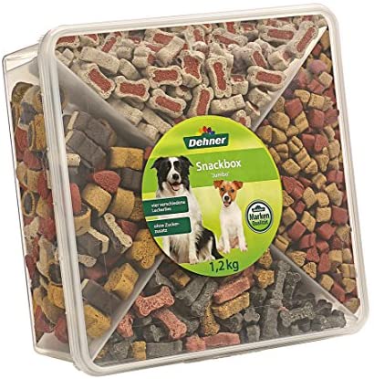  Dehner Snackbox Jumbo - Caja de Aperitivos para Perro, 4 Tipos de Mezcla, 1,2 kg 