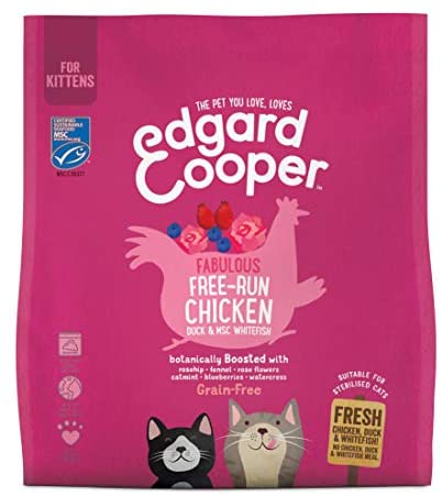  Edgard & Cooper pienso Gatos Kitten SIN Cereales. Comida Natural con Pescado Blanco con certificación MSC, Pato y Pollo de Corral, 1.75kg. con antioxidantes Naturales. Apto para Gatos esterilizados 