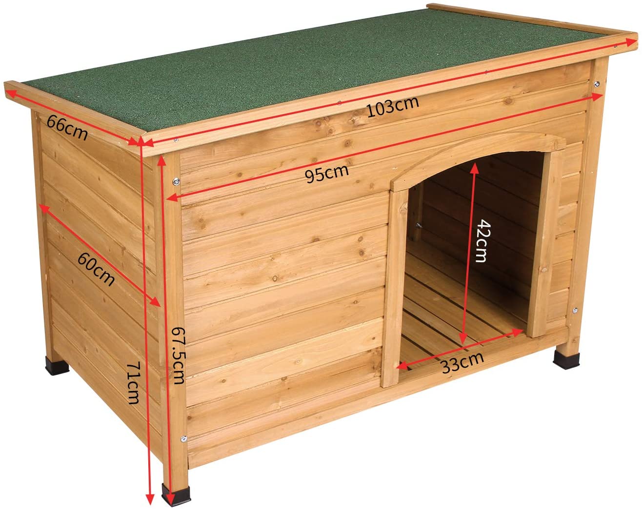  Elightry Caseta de Perros para Exterior Casa para Perro de Madera Resistente Impermeable 103 x 66 x 71cm YDMGL0001 