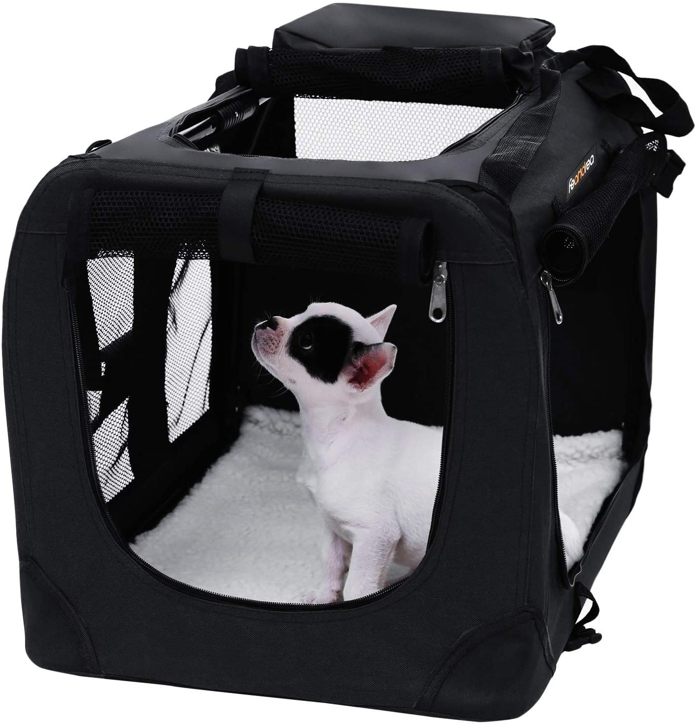  FEANDREA Bolsa de Transporte para Mascotas Transportín Plegable para Perro Portador Tela Oxford Negro S 50 x 35 x 35 cm PDC50H 