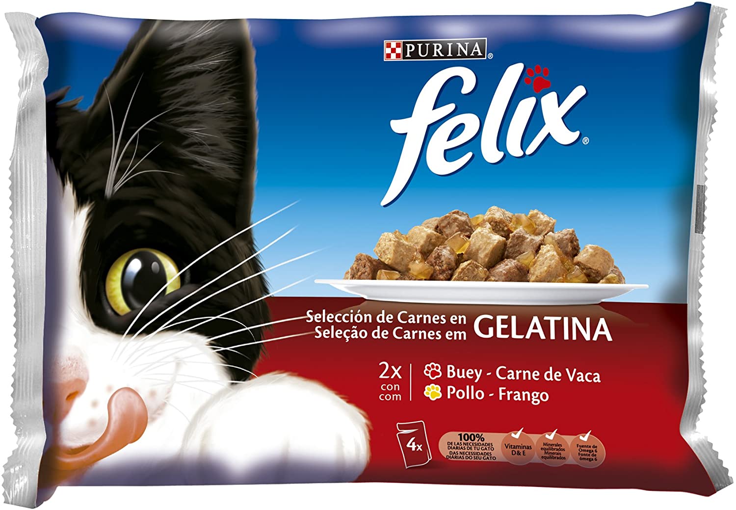  Felix - Comida Húmeda para Gato, Selección De Carnes En gelatina 400 g 